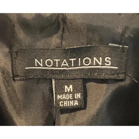 Notations Black White Plaid 3 Button Tweed Blazer Jacket Womens Size Medium - Picture 3 of 3